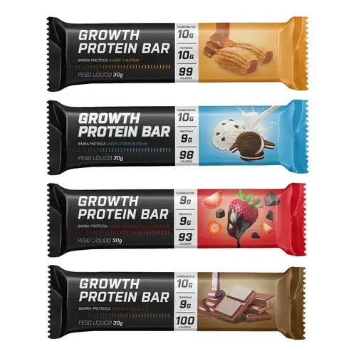 Barra de Proteína Display C/ 12 Un - Growth Supplements - 10g de proteína por barra