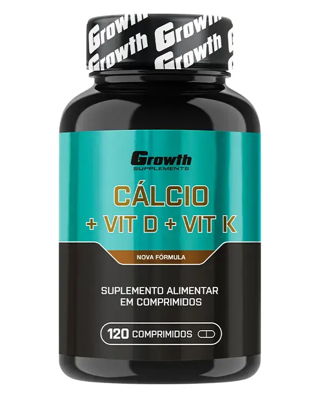 Cálcio + Vitamina D + Vitamina K 120 Comp - Growth Supplements - Saúde óssea completa