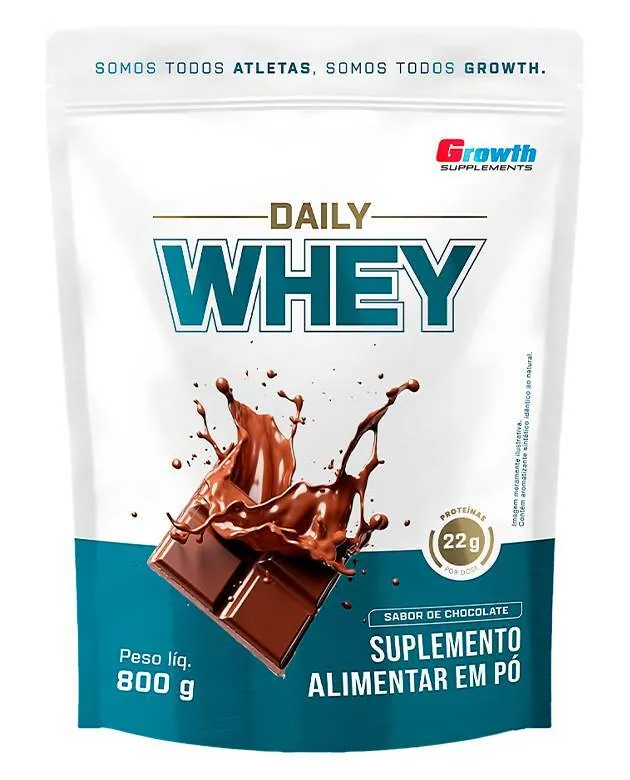 Daily Whey Chocolate 800g - Growth Supplements - 22g de proteína por dose
