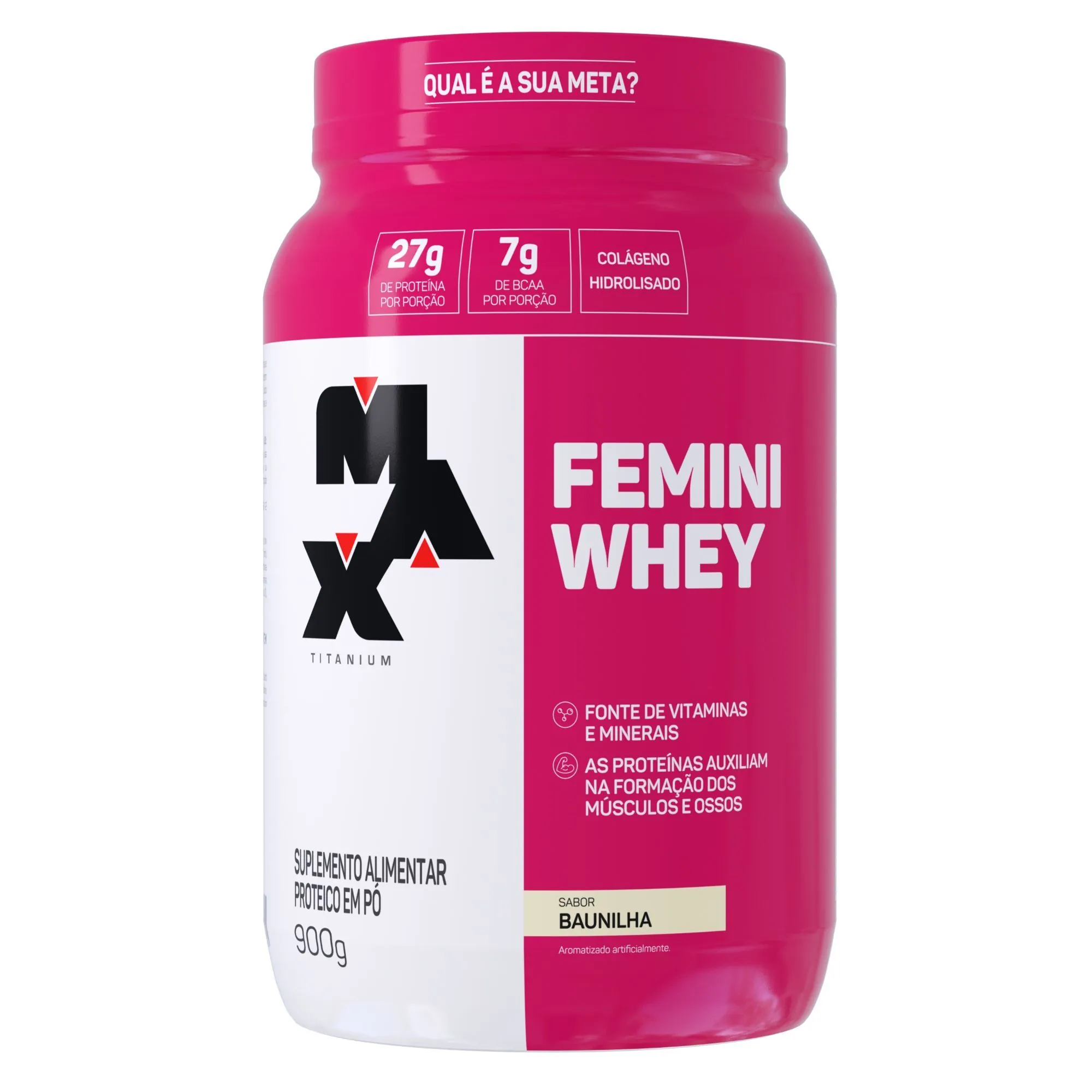 Femini Whey 900g - Max Titanium - Desenvolvido para mulheres