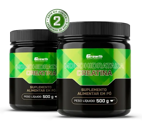 Kit Creatina Monohidratada 1kg - Growth Supplements - Máxima economia