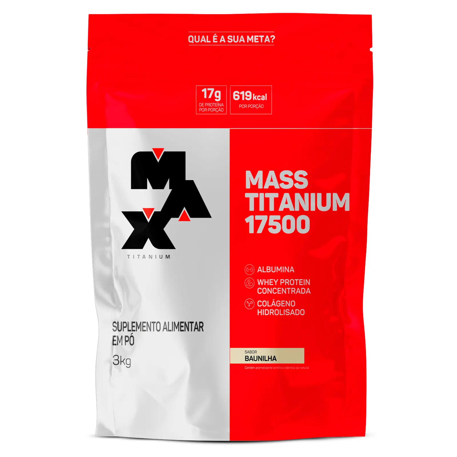 Mass Titanium Refil 3kg - Max Titanium - 619 kcal por porção