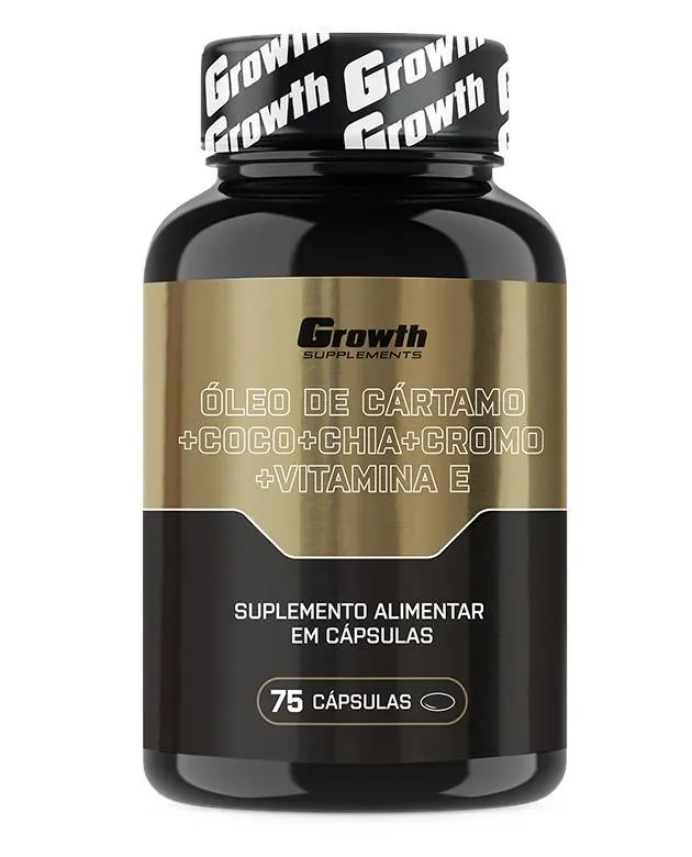 Óleo de Cártamo + Coco + Chia + Cromo + Vit E 75 Caps - Growth Supplements - Blend de óleos funcionais