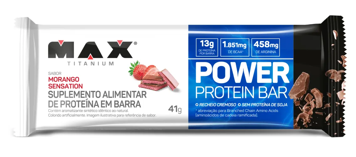 Power Protein Bar 41g Display 12 Un. - Max Titanium - 12g de proteína por barra