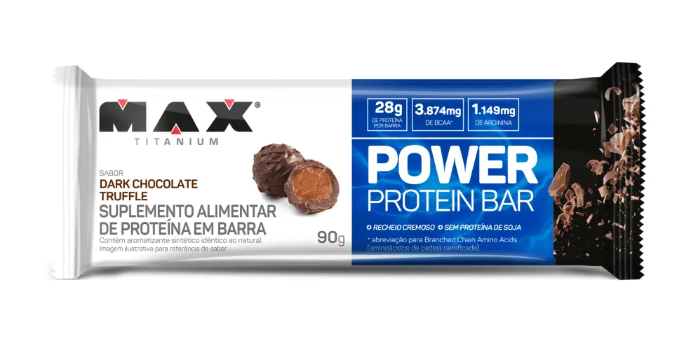 Power Protein Bar 90g Display 8 Un. - Max Titanium - 20g de proteína por barra