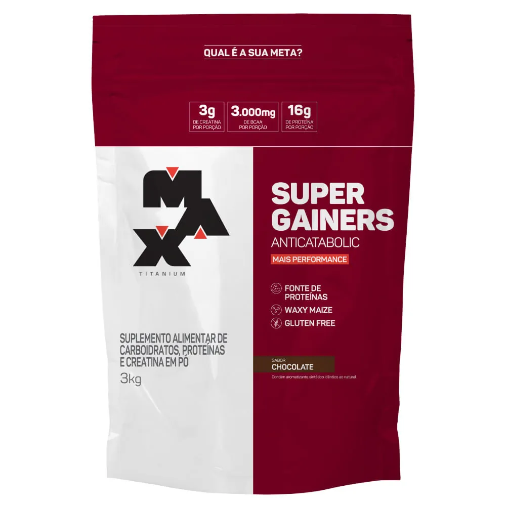 Super Gainers Refil 3kg - Max Titanium - 610 kcal por porção