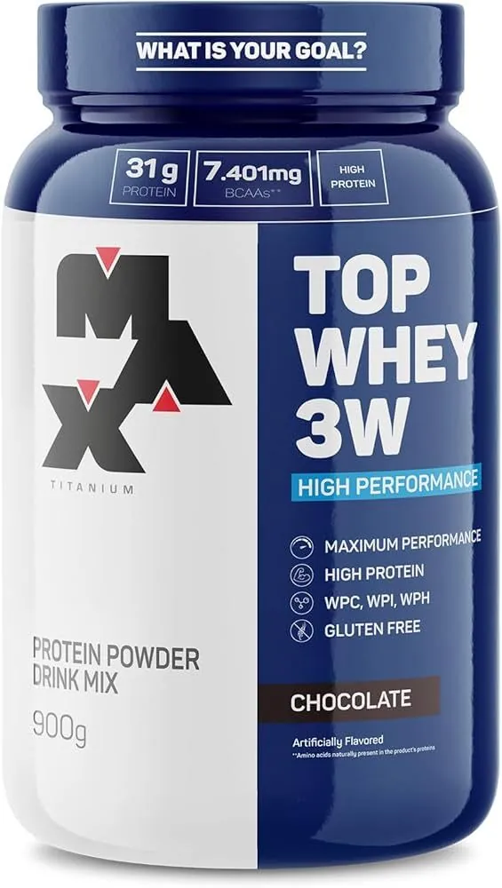 Top Whey 3W + Performance 900g - Max Titanium - Blend 3W completo