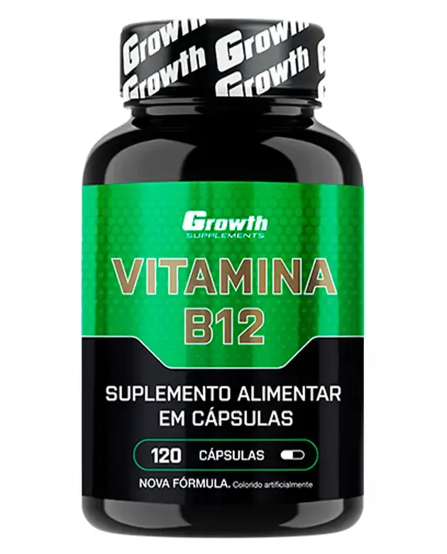 Vitamina B12 120 Cápsulas - Growth Supplements - Sistema nervoso saudável